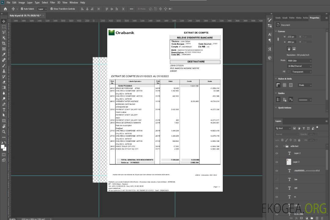 Modèle Word et PDF de relevé Orabank du Togo template Modèle Word et PDF de relevé Orabank du Togo template